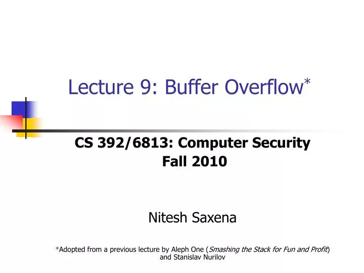 lecture 9 buffer overflow