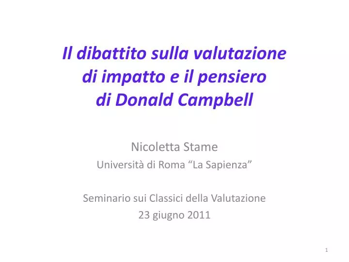 il dibattito sulla valutazione di impatto e il pensiero di donald campbell