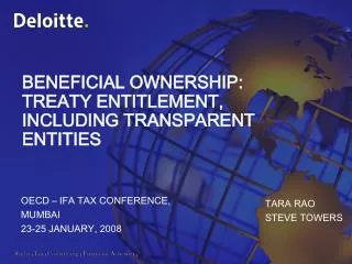 BENEFICIAL OWNERSHIP: TREATY ENTITLEMENT, INCLUDING TRANSPARENT ENTITIES