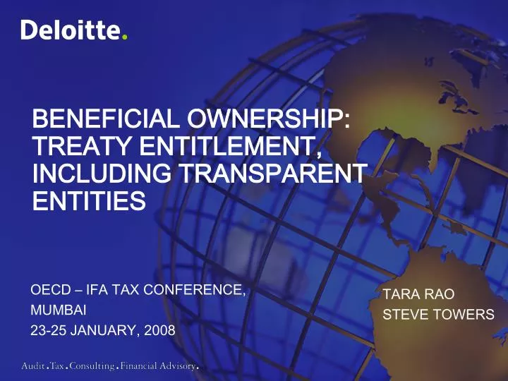 beneficial ownership treaty entitlement including transparent entities