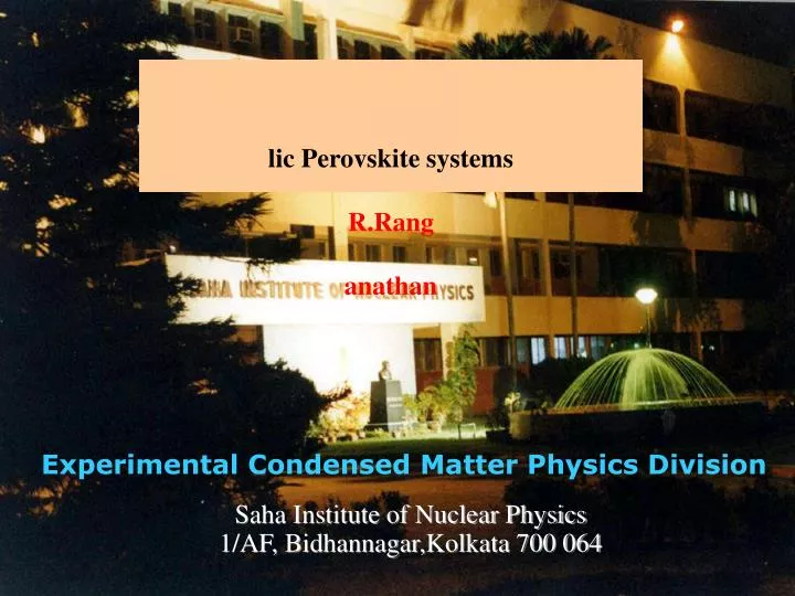 antiferromagnet ism in intermetal lic perovskite systems r rang anathan