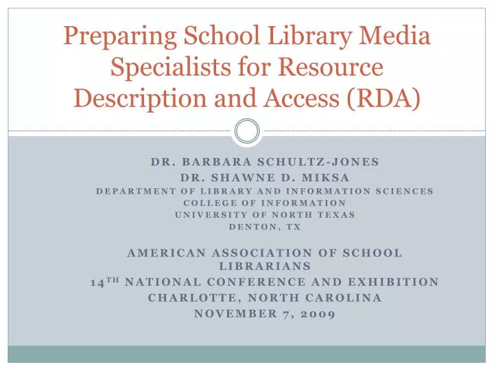 preparing school library media specialists for resource description and access rda