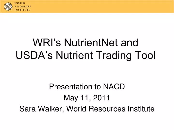 wri s nutrientnet and usda s nutrient trading tool