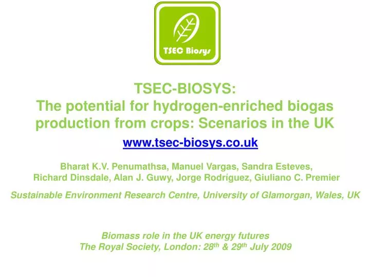 t sec biosys t he potential for hydrogen enriched biogas production from crops scenarios in the uk