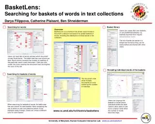 BasketLens: Searching for baskets of words in text collections