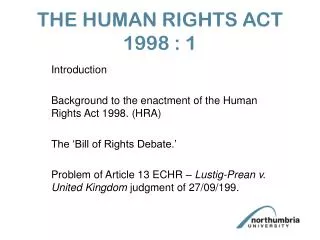 THE HUMAN RIGHTS ACT 1998 : 1