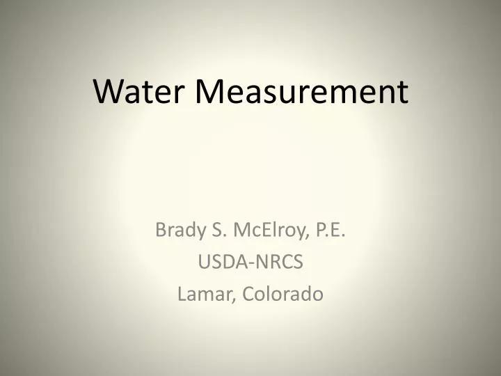 water measurement