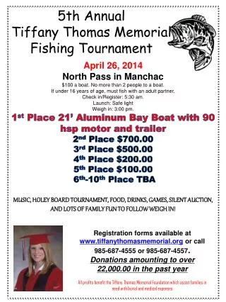 5th Annual Tiffany Thomas Memorial Fishing Tournament