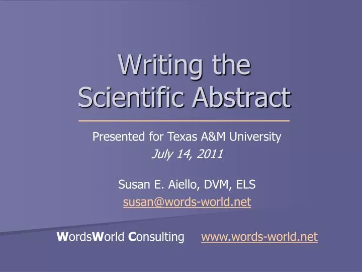 writing the scientific abstract
