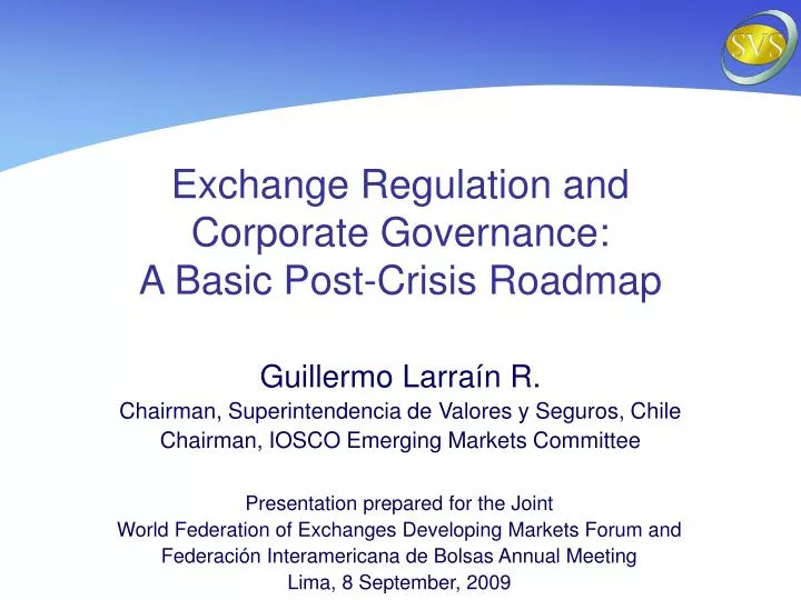 exchange regulation and corporate governance a basic post crisis roadmap