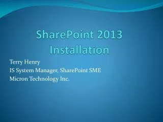 SharePoint 2013 Installation
