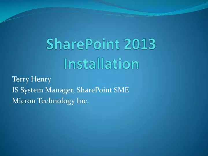 sharepoint 2013 installation
