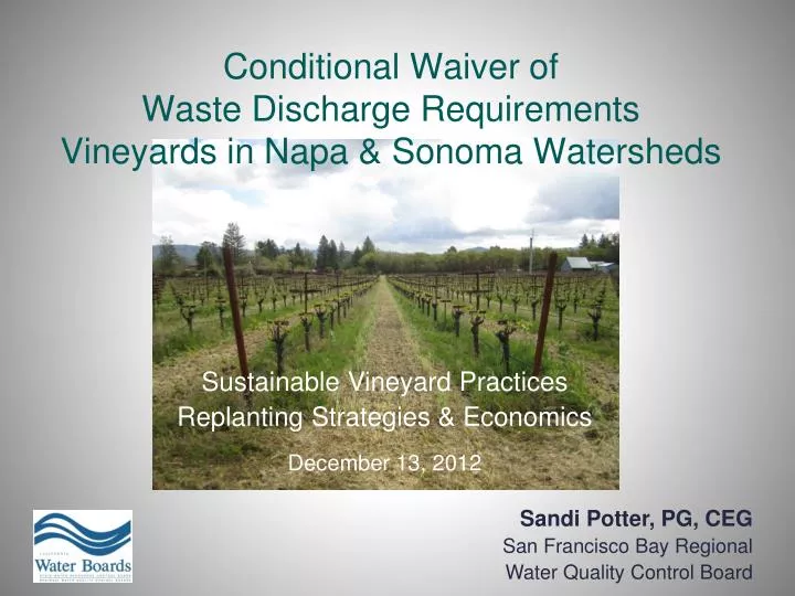 conditional waiver of waste discharge requirements vineyards in napa sonoma watersheds