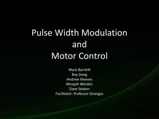 pulse width modulation and motor control