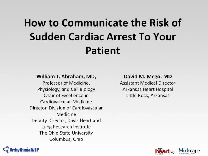 how to communicate the risk of sudden cardiac arrest to your patient