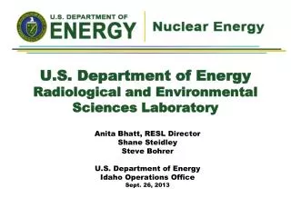 U.S. Department of Energy Radiological and Environmental Sciences Laboratory