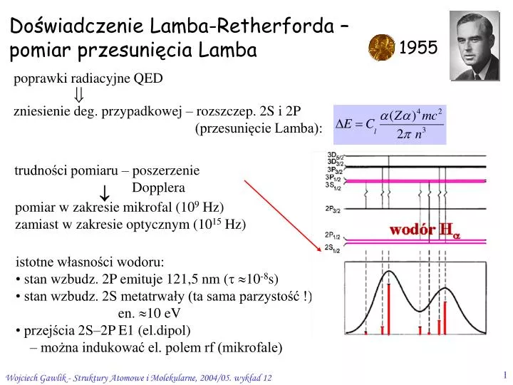 do wiadczenie lamba retherforda pomiar przesuni cia lamba