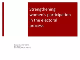 Strengthening women's participation in the electoral process
