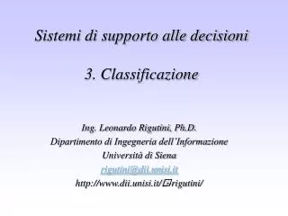 sistemi di supporto alle decisioni 3 classificazione