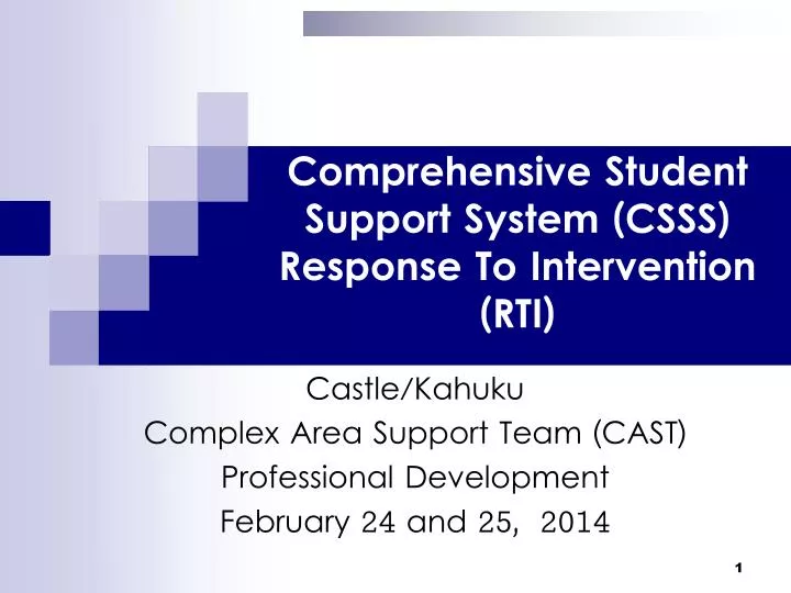 comprehensive student support system csss response to intervention rti