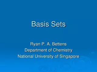 Basis Sets