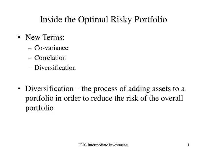 inside the optimal risky portfolio