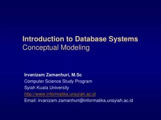 Introduction to Database Systems Conceptual Modeling