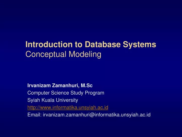 introduction to database systems conceptual modeling