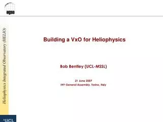 Building a VxO for Heliophysics
