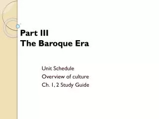 Part III The Baroque Era