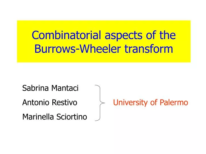 combinatorial aspects of the burrows wheeler transform