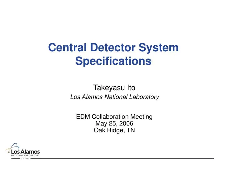 central detector system specifications
