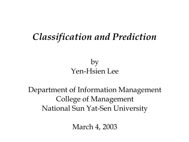 classification and prediction
