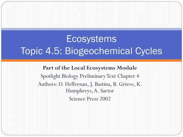 ecosystems topic 4 5 biogeochemical cycles