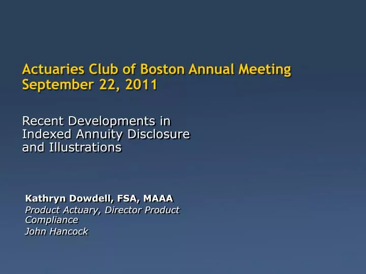 actuaries club of boston annual meeting september 22 2011