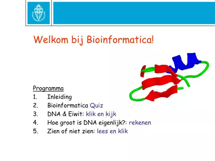 welkom bij bioinformatica
