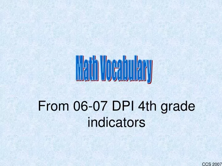 from 06 07 dpi 4th grade indicators