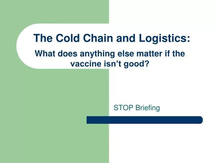 the cold chain and logistics