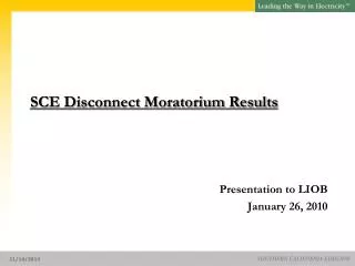 SCE Disconnect Moratorium Results
