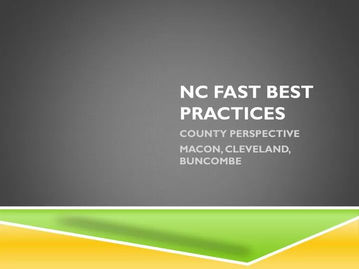 nc fast best practices