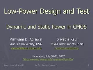 low power design and test dynamic and static power in cmos