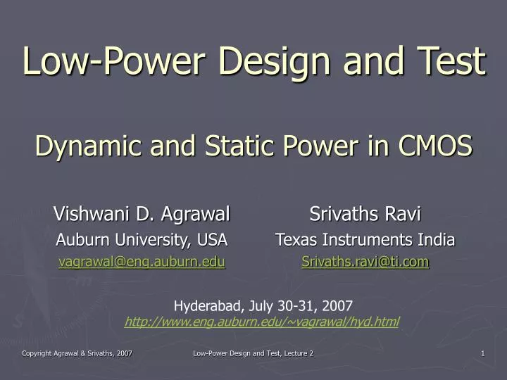 low power design and test dynamic and static power in cmos