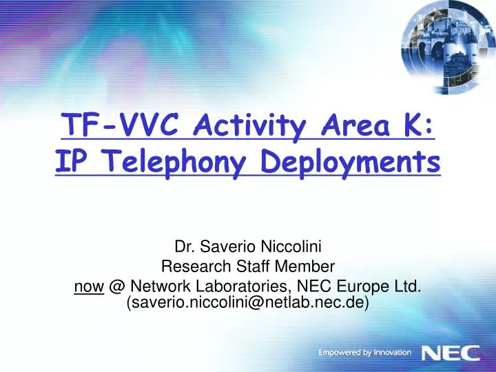 tf vvc activity area k ip telephony deployments