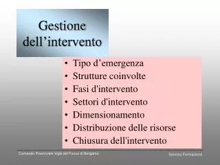 gestione dell intervento