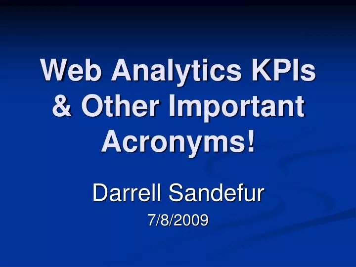 web analytics kpis other important acronyms