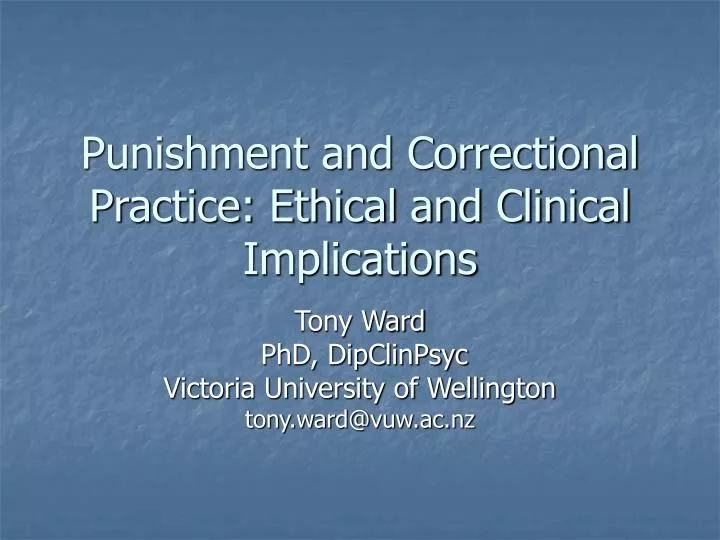 punishment and correctional practice ethical and clinical implications