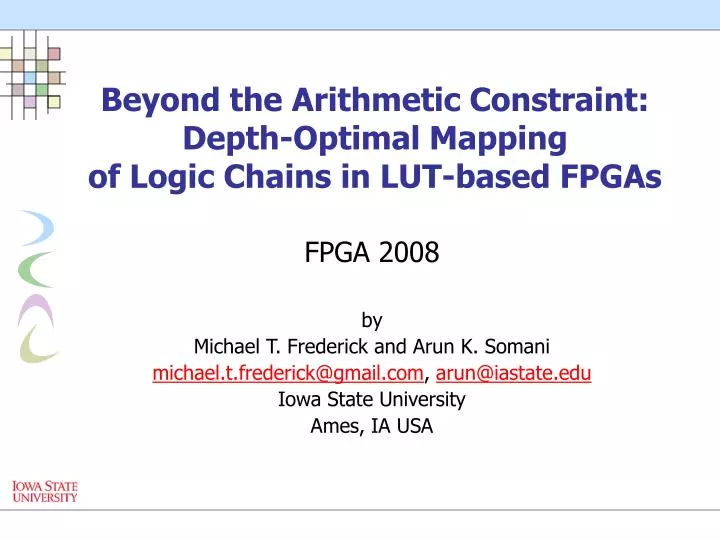 beyond the arithmetic constraint depth optimal mapping of logic chains in lut based fpgas