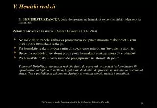 v hemiski reakcii