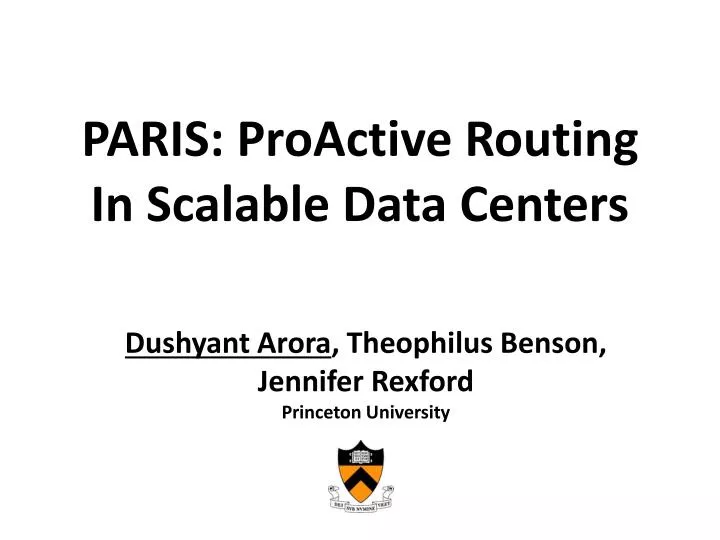 paris proactive routing in scalable data centers
