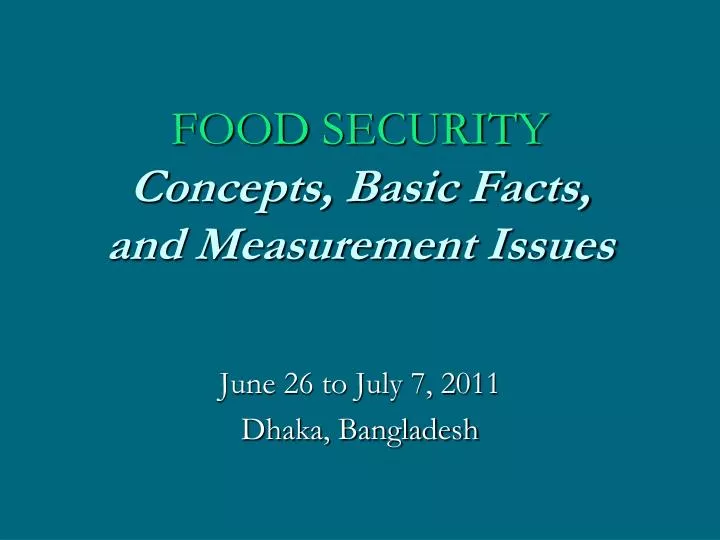 food security c oncepts basic facts and measurement issues